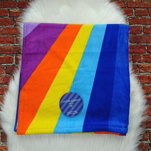 Cynthia Rowley PRIDE Beach Towel 36x70  Rainbow 🌈Oversized Summer NWT - Picture 3 of 9